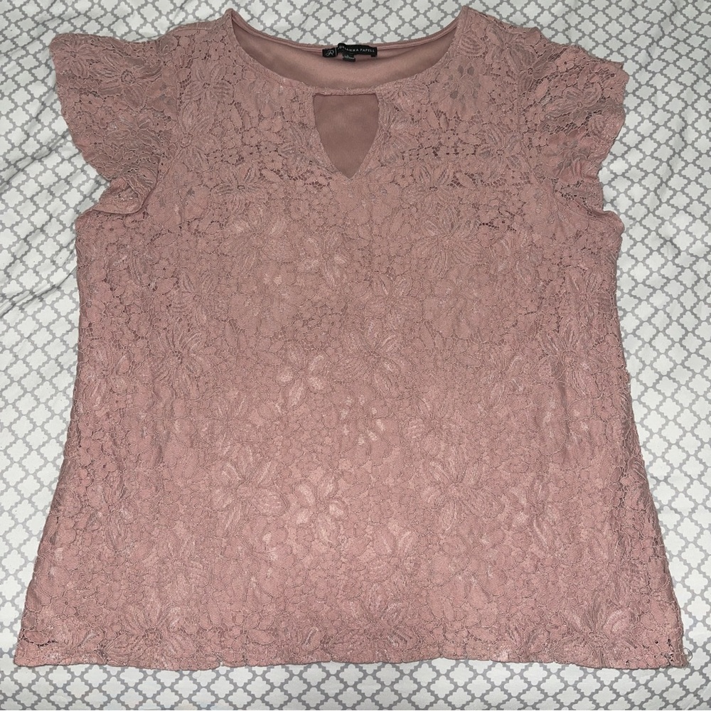 Adrianna Pappell Blush Lace Blouse